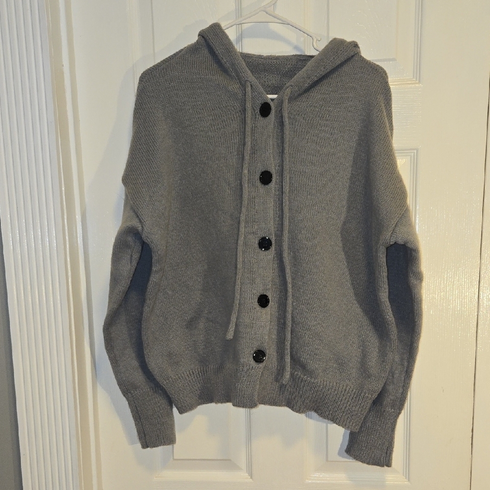SHEIN Gray Cardigan Sweater with Hood